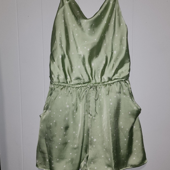 NWT Dolls Kill Mint Green Covered In Stars 🌟 Satin Romper - Picture 12 of 13